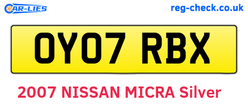 OY07RBX are the vehicle registration plates.