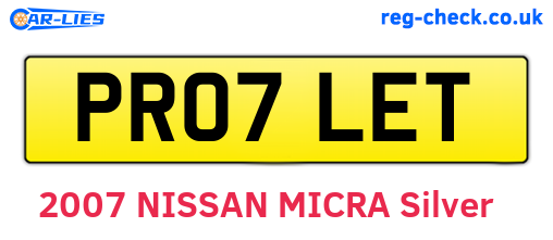 PR07LET are the vehicle registration plates.