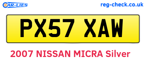 PX57XAW are the vehicle registration plates.