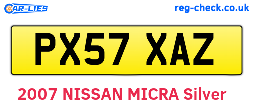 PX57XAZ are the vehicle registration plates.