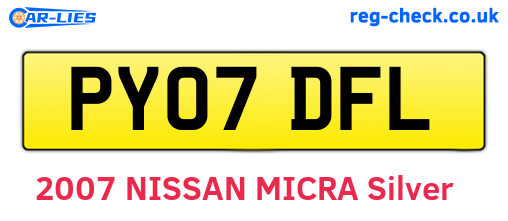 PY07DFL are the vehicle registration plates.