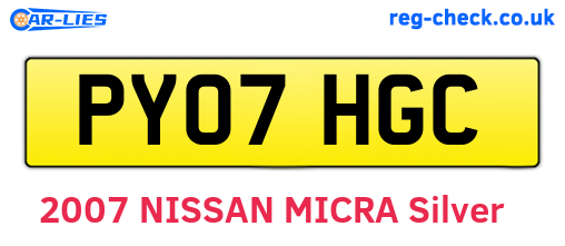 PY07HGC are the vehicle registration plates.