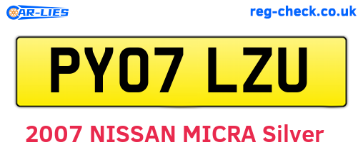 PY07LZU are the vehicle registration plates.