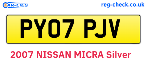 PY07PJV are the vehicle registration plates.