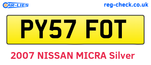 PY57FOT are the vehicle registration plates.