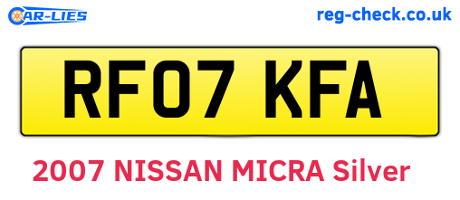 RF07KFA are the vehicle registration plates.