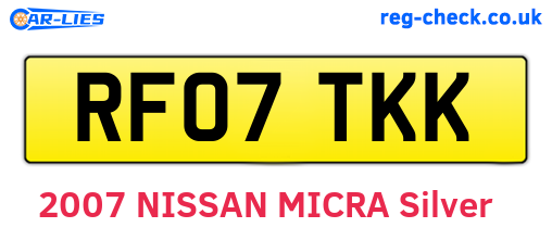 RF07TKK are the vehicle registration plates.