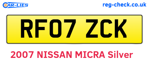 RF07ZCK are the vehicle registration plates.