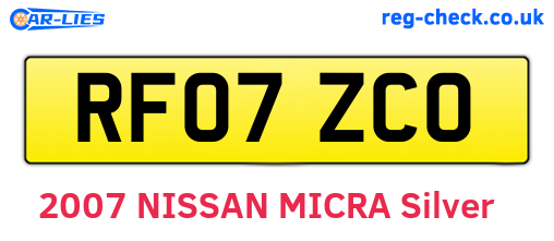 RF07ZCO are the vehicle registration plates.