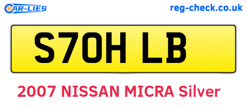 S70HLB are the vehicle registration plates.
