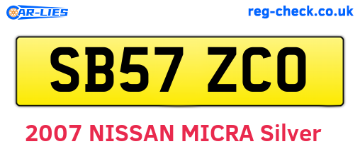 SB57ZCO are the vehicle registration plates.