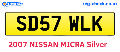 SD57WLK are the vehicle registration plates.