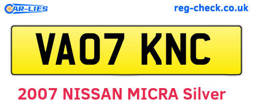 VA07KNC are the vehicle registration plates.