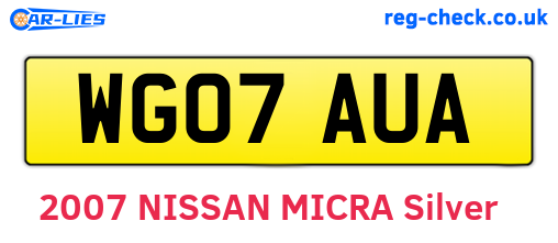 WG07AUA are the vehicle registration plates.