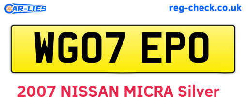 WG07EPO are the vehicle registration plates.