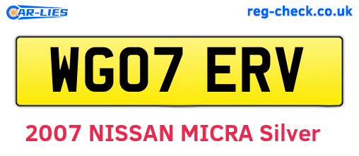 WG07ERV are the vehicle registration plates.