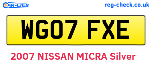 WG07FXE are the vehicle registration plates.
