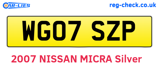 WG07SZP are the vehicle registration plates.