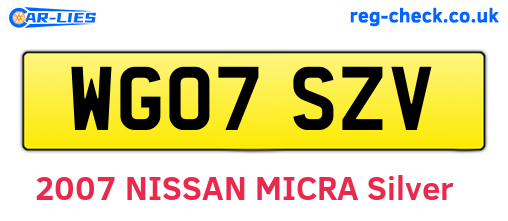 WG07SZV are the vehicle registration plates.