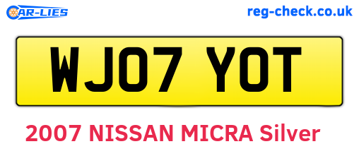 WJ07YOT are the vehicle registration plates.