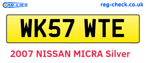 WK57WTE are the vehicle registration plates.