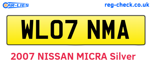WL07NMA are the vehicle registration plates.