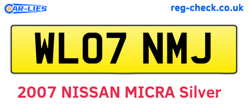 WL07NMJ are the vehicle registration plates.