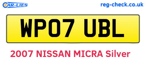 WP07UBL are the vehicle registration plates.