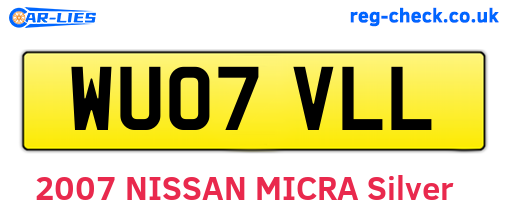 WU07VLL are the vehicle registration plates.