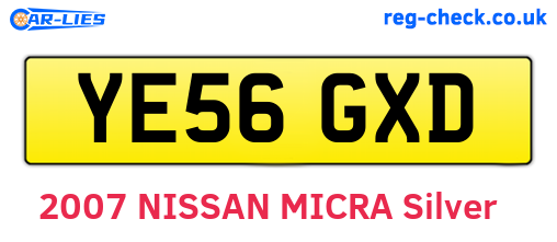 YE56GXD are the vehicle registration plates.