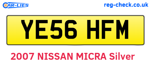 YE56HFM are the vehicle registration plates.