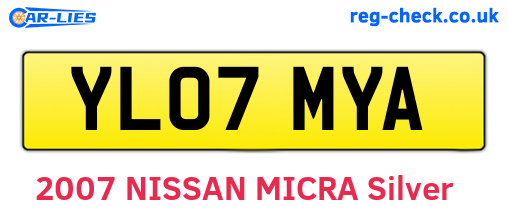 YL07MYA are the vehicle registration plates.