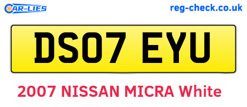 DS07EYU are the vehicle registration plates.