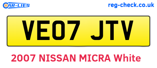 VE07JTV are the vehicle registration plates.
