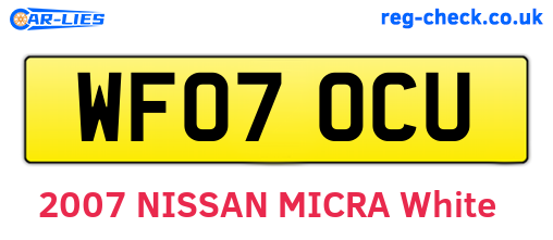 WF07OCU are the vehicle registration plates.