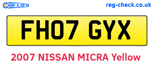 FH07GYX are the vehicle registration plates.
