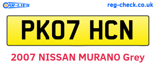 PK07HCN are the vehicle registration plates.