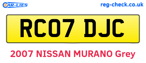 RC07DJC are the vehicle registration plates.