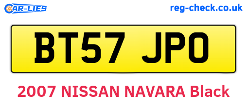 BT57JPO are the vehicle registration plates.
