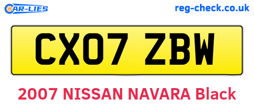 CX07ZBW are the vehicle registration plates.