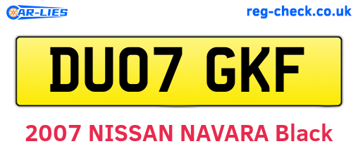 DU07GKF are the vehicle registration plates.