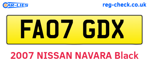 FA07GDX are the vehicle registration plates.