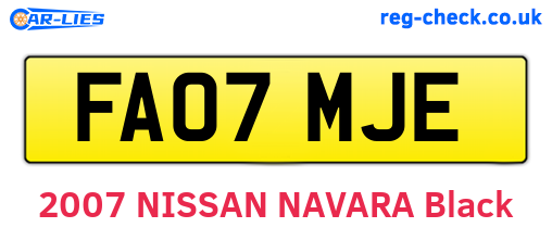 FA07MJE are the vehicle registration plates.