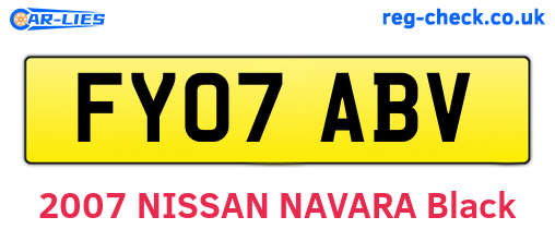 FY07ABV are the vehicle registration plates.