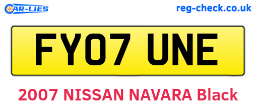FY07UNE are the vehicle registration plates.