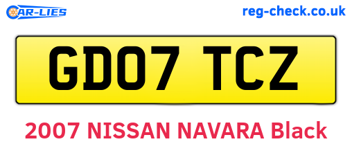 GD07TCZ are the vehicle registration plates.