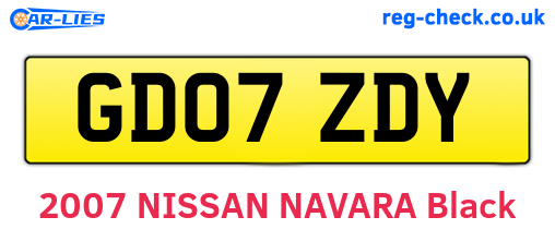 GD07ZDY are the vehicle registration plates.