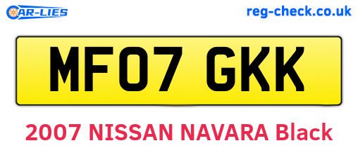 MF07GKK are the vehicle registration plates.