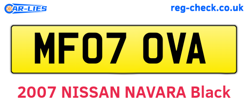 MF07OVA are the vehicle registration plates.