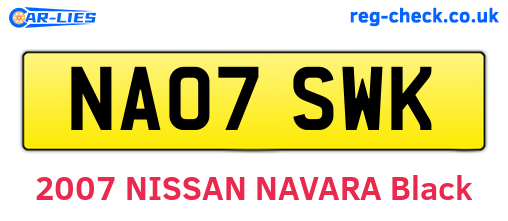 NA07SWK are the vehicle registration plates.